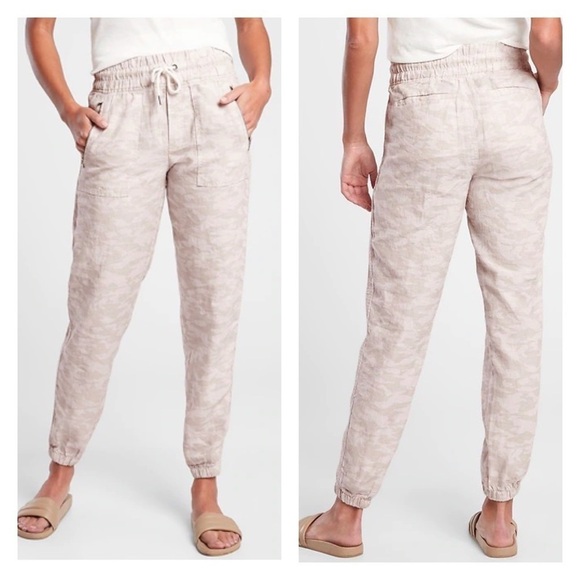 Athleta Cabo Tide Linen Jogger in Neutral Camo 8 - Picture 1 of 7